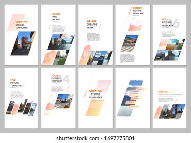 Creative social networks stories design, vertical banner or flyer templates with colorful gradient geometric background. Covers design templates for flyer, leaflet, brochure, presentation, advertising