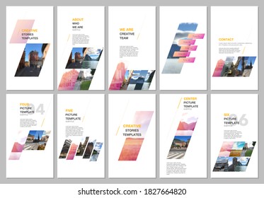 Creative social networks stories design, vertical banner or flyer templates with colorful gradient geometric background. Covers design templates for flyer, leaflet, brochure, presentation, advertising