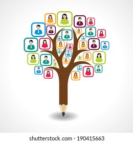 creative social people tree design concept vector