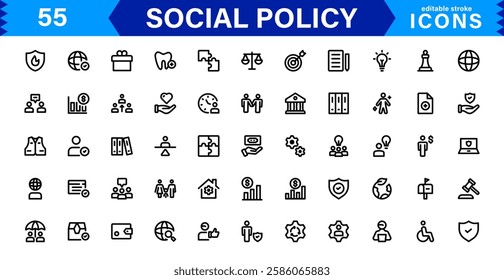 Creative Social Policy Icon Set. Perfect for Equality, Justice, and Human Rights Focused Designs
