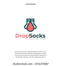 Creative Sock and Drop Water Symbol Logo Design Vektorgrafik. Logo für Wassertropfen und Socken - Designfarbe bearbeitet