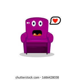 creative Sofa chair character cartoon vector illustration
