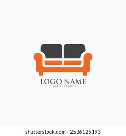 Logo do Creative Sofa. Sofá, sofá, cadeira e digital com estilo moderno. Inspiração de design de vetor de símbolo de mobília