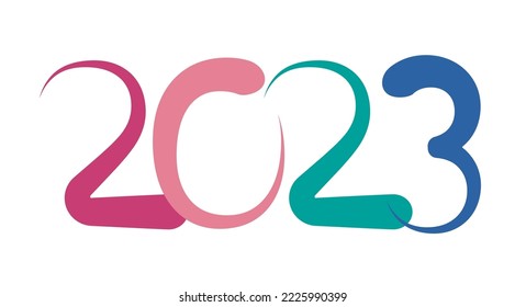 Creative soft numbers 2023. Merry Christmas and happy New Year 2023 background. Christmas greeting card template. Vector illustration.