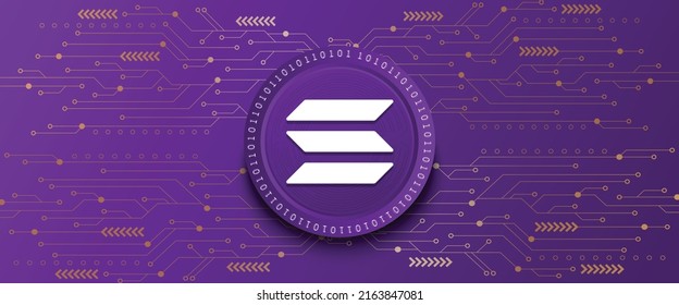 Creative Solana SOL block chain technology based cryptocurrency coin banner and background vector illustration