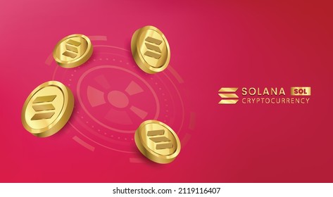 Creative Solana SOL Cryptocurrency based on block chain concept vector illustration for banner, background, poster and wallpaper