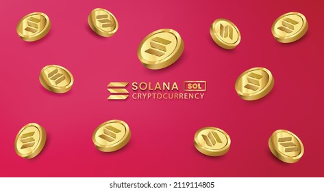 Creative Solana SOL Cryptocurrency wallpaper based on block chain concept vector illustration for banner, background, poster and social media design