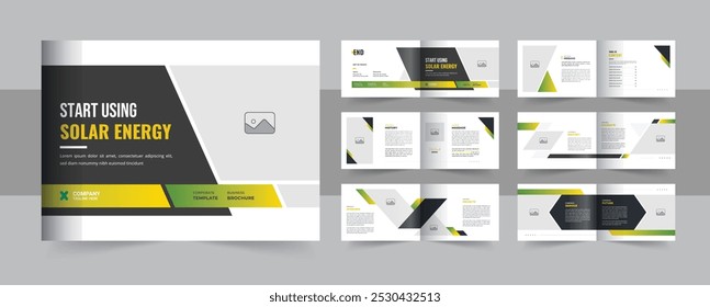 Creative solar energy company profile brochure design, Green Energy landscape brochure template. solar power or solar energy landscape brochure design template