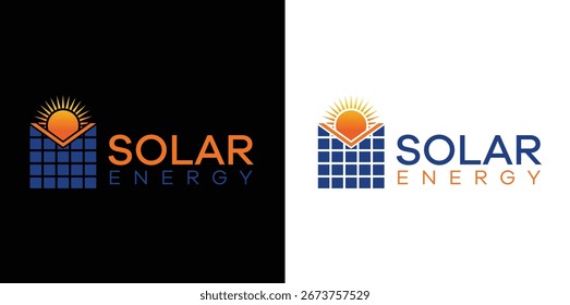Creative solar energy logo design vector template.