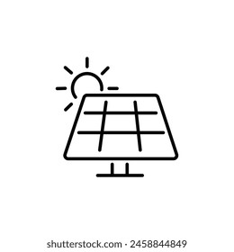 Creative solar panel line art icon vector art illustration.