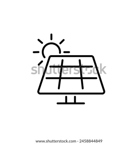 Creative solar panel line art icon vector art illustration.