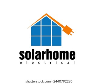 creative solar panels and electrical icon logo design template