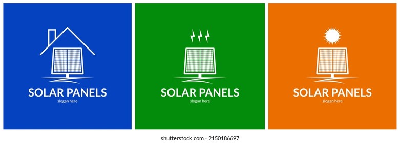 Creative solar panels installation logo. Vector illustration.