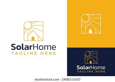 Creative Solar Sun Light House Home Eco Energy Logo Design Branding Template