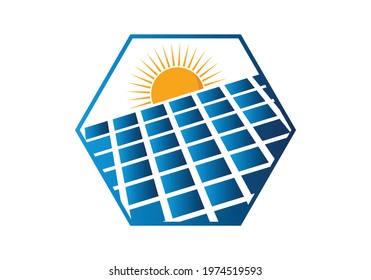 Creative Solar Sun Panel Logo Design Vector Template 