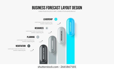 Creative Solution 4 Element Infographic Presentation Template. Business Forecast Four Option Diagram Slide Layout. Visual Proposal Slideshow Design Vector Illustration.