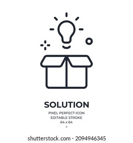 Creative solution concept editable stroke outline icon isolated on white background flat vector illustration. Pixel perfect. 64 x 64.