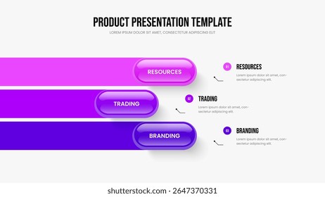 Creative Solution Three Option Infographic Frame Template. Marketing Showcase Presentation Design Vector Illustratie. Advertentierapport 3-stappendiagram Diagramindeling.