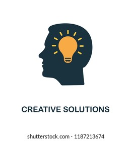 Creative Solutions flat icon. Monochrome style design from online education collection. UX and UI. Pixel perfect flat creative solutions icon. For web design, apps, software, printing usage.