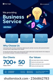 Creative solutions flyer template. Business service poster layout design.