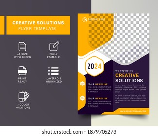 Creative solutions flyer template. Corporate business solutions flyer template. Creative flyer template 2021.