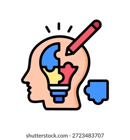 Icono de soluciones creativas Ilustración vectorial de color lineal