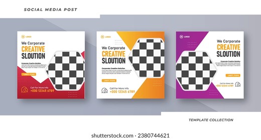 Creative solutions online webinar for social media post template Set Corporate Business Promotion Social Media Web Banner, Square Flyer Unique Design