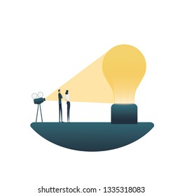 Creative solutions and outside the box thinking business vector concept. Symbol of creativity, teamwork, new ideas, innovations. Eps10 vector illustration.