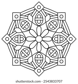 Diseño creativo y relajante del mandala para colorear la página del libro, arte del mandala para la henna y diseño del tatuaje
