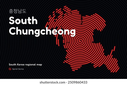 Kreative South Chungcheong Karte mit Spiralmuster. Südkorea-Regionalkarte