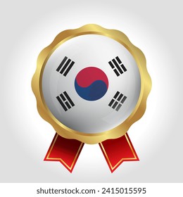 Creative South Korea Flag Label Vector Design