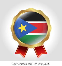 Creative South Sudan Flag Label Vector Design