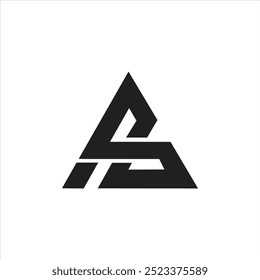 Creative Sp flat initial triangle shape logo, unique monogram abstract logo design