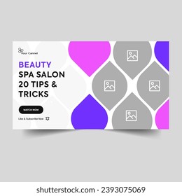 Diseño creativo de banner de video de spa y belleza, formato de archivo vectorial personalizable eps 10