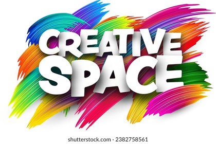 Creativo espacio de papel de signo de palabra con pintado de color de pintura de pintado trazos sobre blanco. Ilustración vectorial.