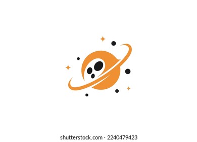 Creative space planet icon logo design vector illustration
