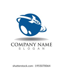 Creative Space with rocket modern world creative Logo Template vector illustration