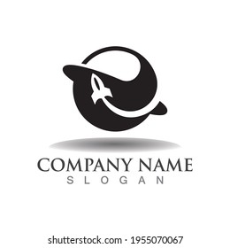 Creative Space with rocket modern world creative Logo Template vector illustration