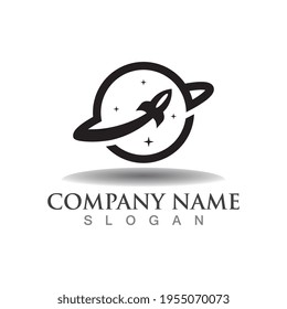 Creative Space with rocket modern world creative Logo Template vector illustration