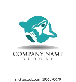 Creative Space with rocket modern world creative Logo Template vector illustration