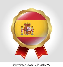 Creative Spain Flag Label Vector Design