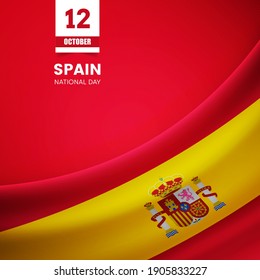 Bandera de España creativa sobre textura de tela. Antecedentes del día nacional de estilo vintage