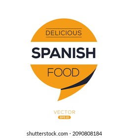 Logo creativo (comida española), pegatina, placa, etiqueta, ilustración vectorial.