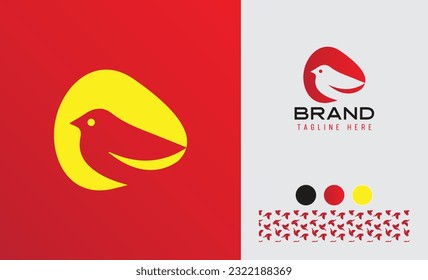 Creative Sparrow bird logo using alphabet O or E useful for Architecture, Fashion and Pet brands with logo variation, color palette and pattern for branding designs