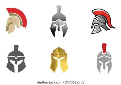 Creative Spartan Helmet Collection Logo Symbol Vector design Illustration	