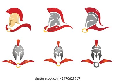 Creative Spartan Helmet Collection Logo Symbol Vector design Illustration	