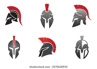 Creative Spartan Helmet Collection Logo Symbol Vector design Illustration	