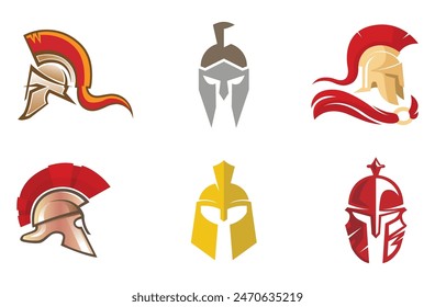 Creative Spartan Helmet Collection Logo Symbol Vector design Illustration	
