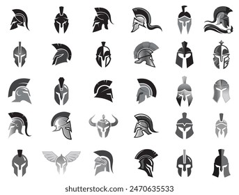 Creative Spartan Helmet Collection Logo Symbol Vector design Illustration	
