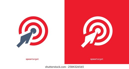 Creative Spear Target Logo. Target and Arrowhead Graphic Icons. Arrow Target Logo Design Template.